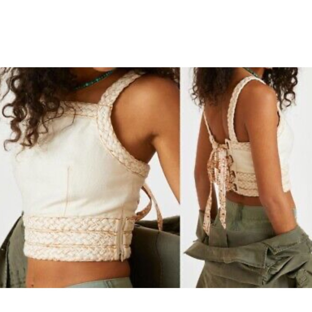 Anthroplogie Pilcro braided floral tie back tank